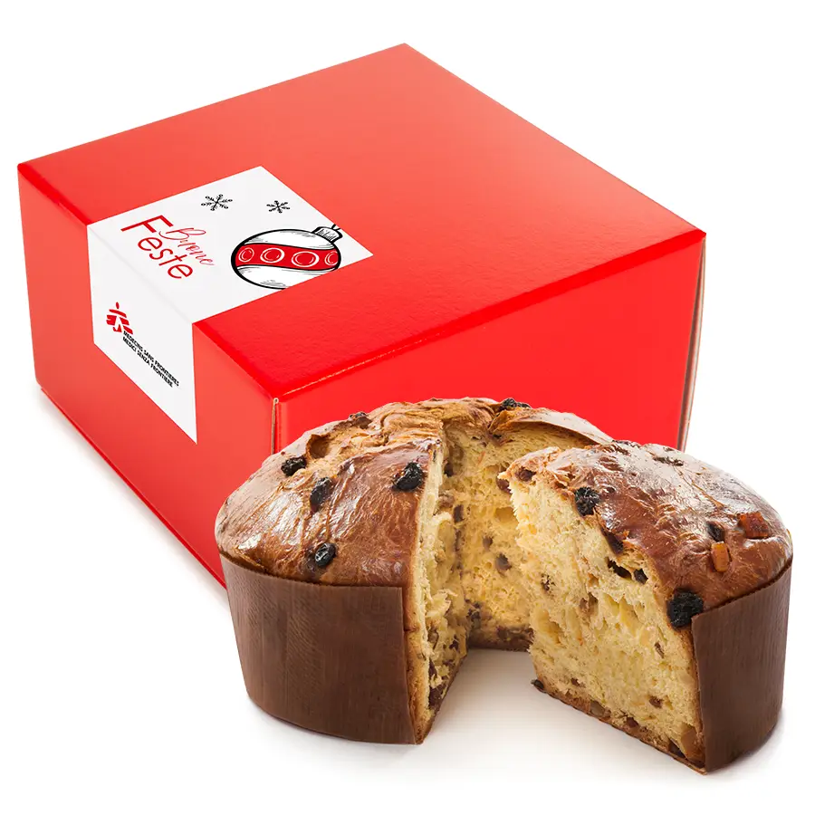 [CRT.6PZ.PNT.COL.ROS.MSF] Cartone 6 pezzi Panettone Color Rosso 750 g - MEDICI SENZA FRONTIERE