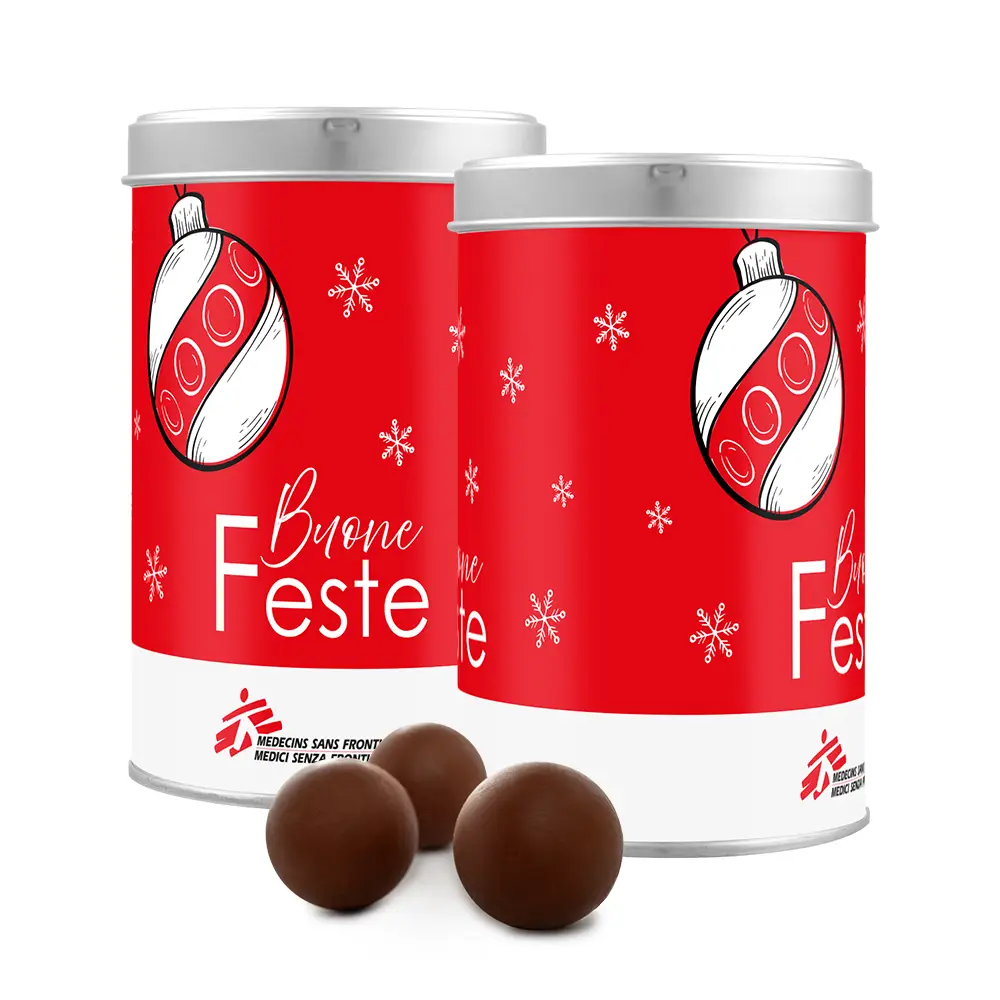 [CRT.24P.LAT.SMA.ROS.MSF] Cartone 24 pezzi Lattina Small con Boules crema nocciola 100 g - MEDICI SENZA FRONTIERE